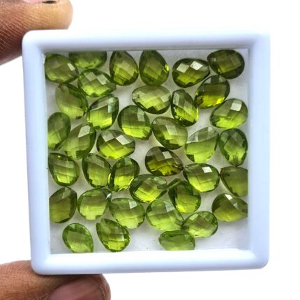 Natural Peridot Pear Top Drill Briolette Cut Loose Stone Lot 14 Pcs 6*8 MM 20 CT