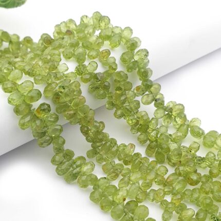 Natural Peridot Tear Drop Beads ,Gemstone Faceted Briolette 93 CT 10 Inches