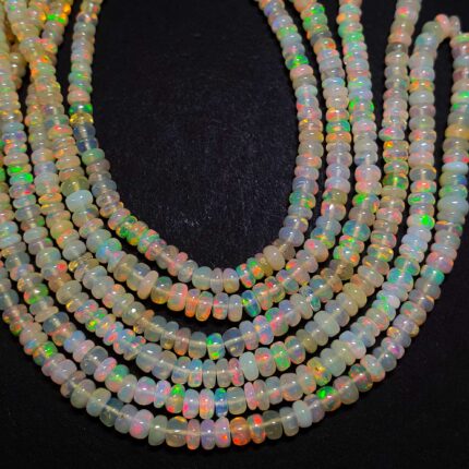 Natural Ethiopian Opal Rondelle Beads Smooth Gemstone Beads 4-5 MM 35CT 16 Inch