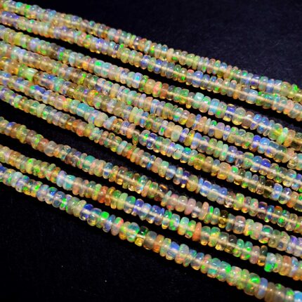 Natural Ethiopian Opal Rondelle Beads Smooth Gemstone Beads 3-6 MM 30 CT 18Inch