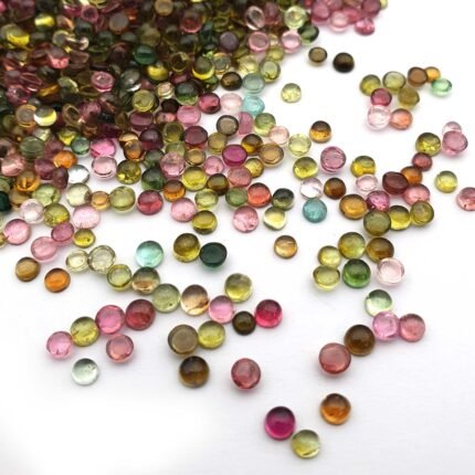 Natural Multi Tourmaline Cabochon Round Cab Smooth Gems Lot 111 Pcs 3 mm 22 CT