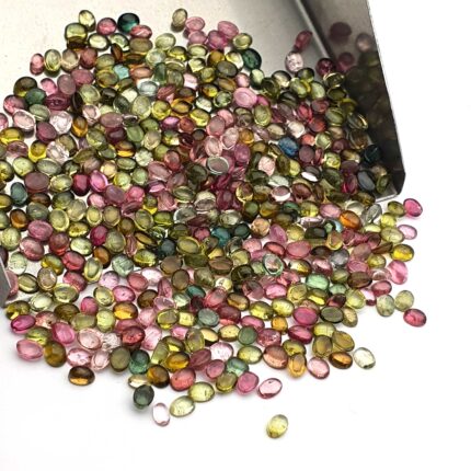 Natural Multi Tourmaline Oval Cabochon Loose Gemstone Lot 100 Pcs 3x4 MM 20 CT