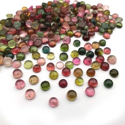 Natural Multi Tourmaline Cabochon Round Cab Smooth Gemstone Lot 31 Pcs 5 mm 21CT