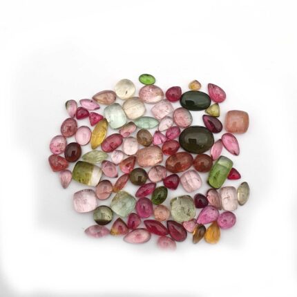 Natural Multi Tourmaline Mix Shape Cabochon Gemstone 55 Pcs 4-6.50*10 MM 40 CT