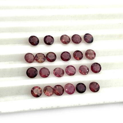 Natural Dark Pink Tourmaline Round Cut Loose Gemstone For Making 13 Pcs 5 mm 6CT