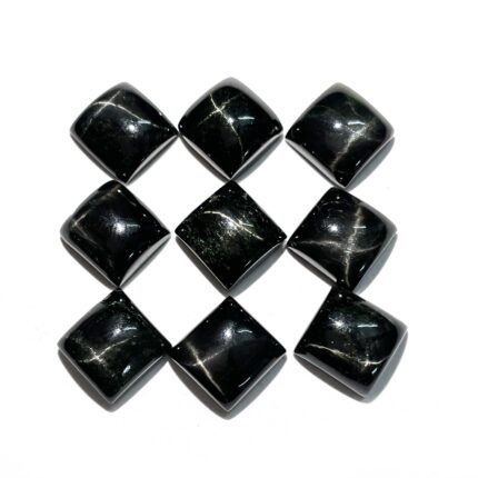 Natural Black Star Diopside Cushion Cabochon Loose Gemstone 8 Pcs 12 mm 104 CT