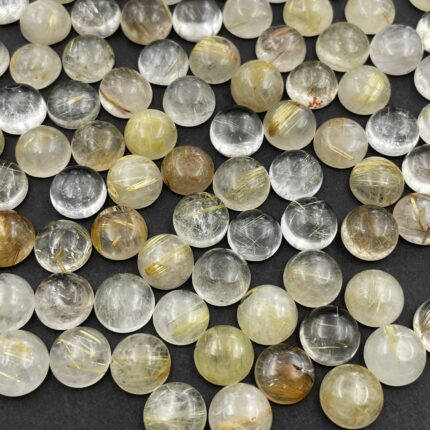 Natural Golden Rutile Round Cabochon Loose Gemstone Lot 24 Pcs 11 MM 120 CT