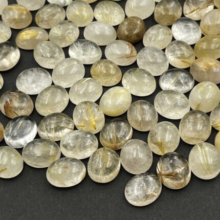 Natural Golden Rutile Oval Cabochon Loose Gemstone Lot 25 Pcs 10x12 MM 120 CT