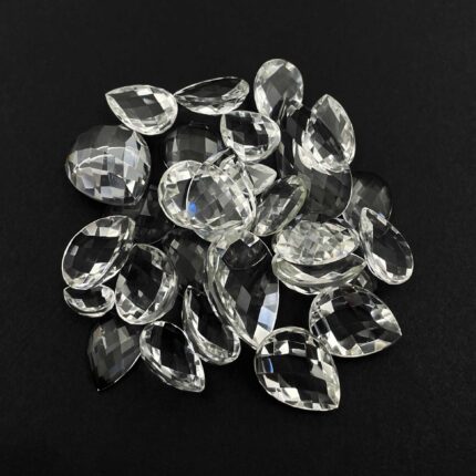 Natural Crystal Quartz Pear Checker Cut Loose Stone Lot 29 Pcs 6*9-16*20MM 170CT
