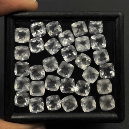 Natural Crystal Quartz Cushion Cut Loose Stone Lot 48 Pcs 8 MM 105 CT