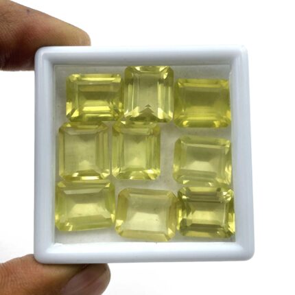 Natural Lemon Quartz Octagon Cut Loose Gemstone Lot 6 Pcs 12*14 MM 53 CT