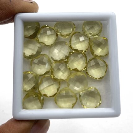Natural Lemon Quartz Cushion Briolette Cut Loose Gemstone Lot 37 Pcs 10 MM 121CT