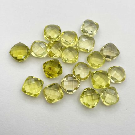 Natural Lemon Quartz Cushion Briolette Stone Lot 18 Pcs 10 MM 70 CT