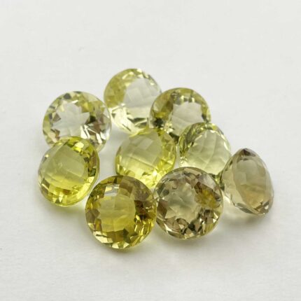 Natural Lemon Quartz Round Checker Stone Lot 9 Pcs 13 MM 74 CT