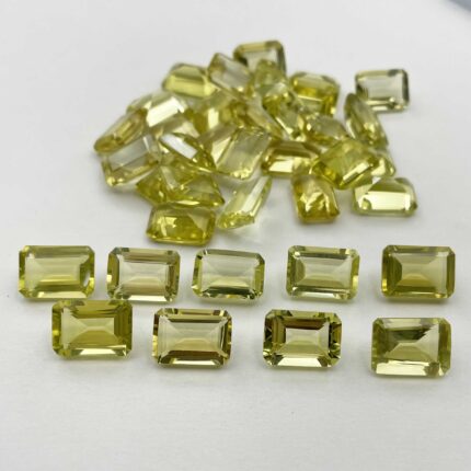 Natural Lemon Quartz Octagon Stone Lot 7 Pcs 10*14 MM 50 CT