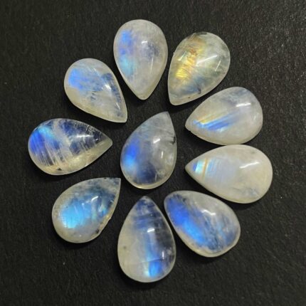 Natural Rainbow Moonstone Pear Cabochon Gemstone Lot 23 Pcs 8x12 MM 85 CT