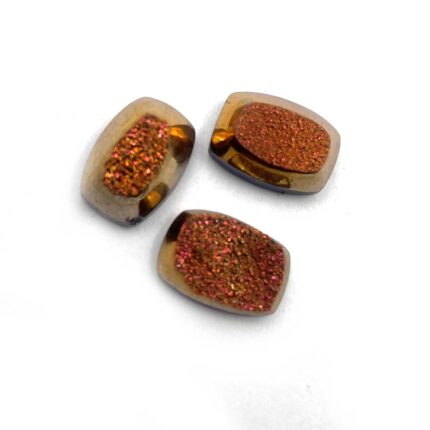 Natural Drusy Quartz Cushion Cabochon Orange Color  Stone 3 Pcs 18 MM 18 CT