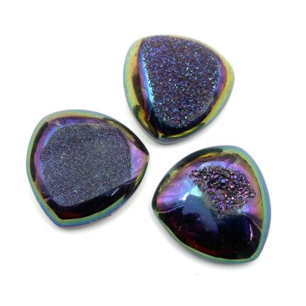Natural Drusy Quartz Trillion Cabochon Blue Color  Stone 1 Pcs 34 MM 76 CT