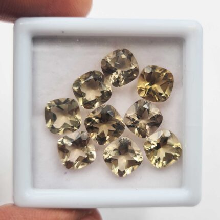 Natural Champagne Quartz Cushion Cut Loose Stone 9 Pcs 8 MM 18 CT