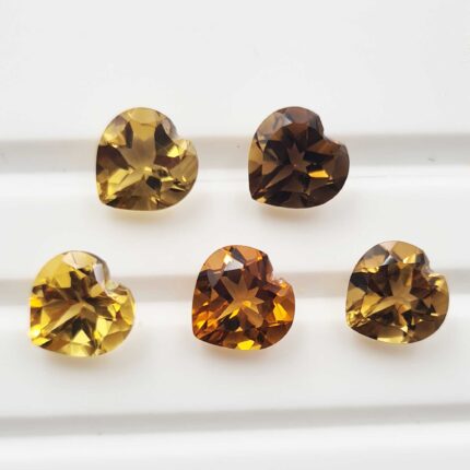 Natural Champagne Quartz Heart Cut Loose Gemstone Lot 5 Pcs 8 MM 8 CT