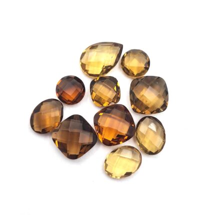 Natural Champagne Quartz Mix Checker Cut Loose Gemstone Lot 12 Pcs 6-8 MM 16 CT