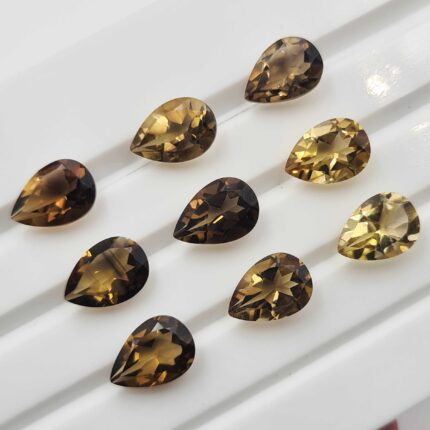 Natural Beer Quartz Pear Cut Loose Gemstone Lot 11 Pcs 7*10 MM 18 CT