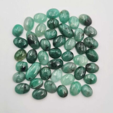 Natural Socoto Emerald Oval Cabochon Stone Lot 76 Pcs 6*7-6*12 MM 100 CT